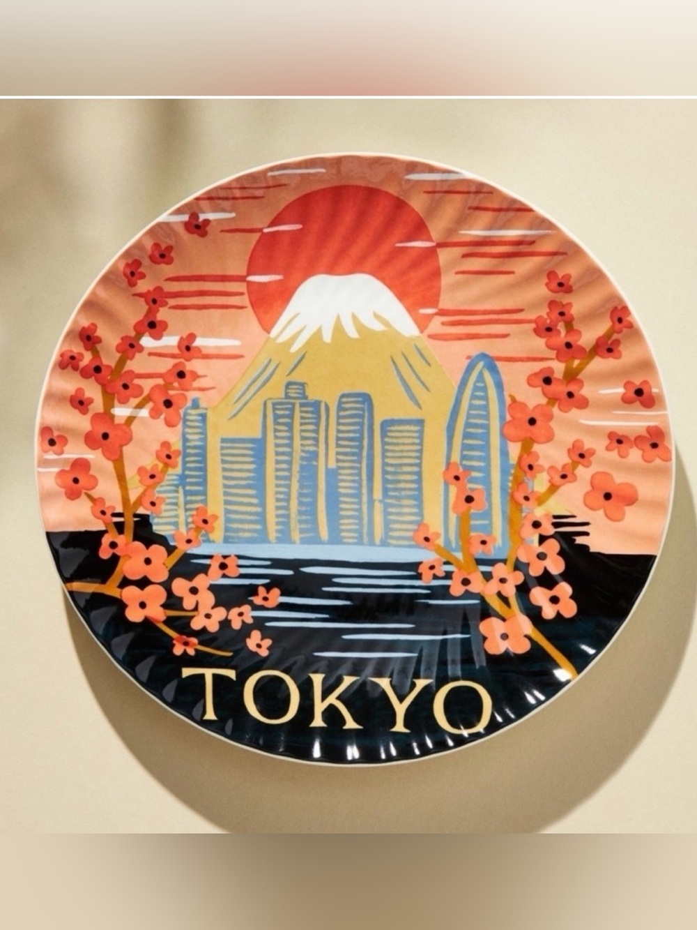 Anthropologie Rifle Paper Tokyo Jet Setter Dessert Plate 8.25 Inch Collectible